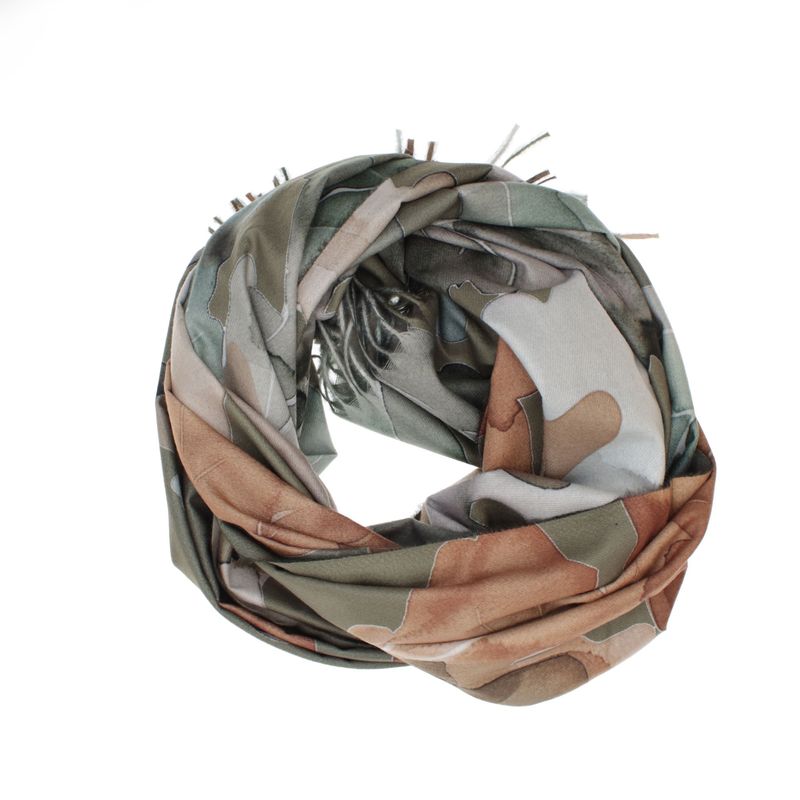 Fashion, accesorii si bijuterii - Femei - Accesorii femei - Esarfe si fulare femei - Esarfa dama, din lana, Buticcochet, 70x180 cm, imprimeu cu frunze, Multicolor - ES3572 - Infinity.ro