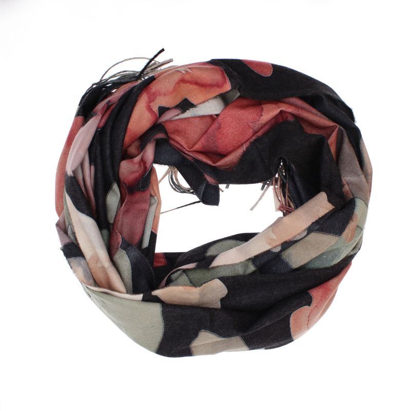 Fashion, accesorii si bijuterii - Femei - Accesorii femei - Esarfe si fulare femei - Esarfa dama, din lana, Buticcochet, 70x180 cm, imprimeu cu frunze, Multicolor - ES3570 - Infinity.ro