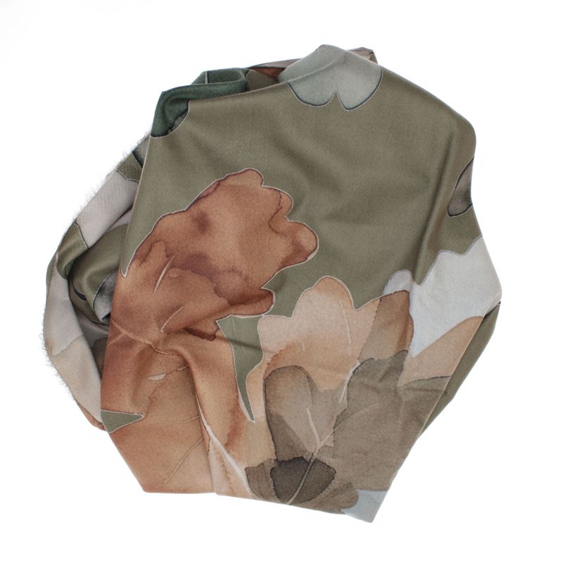 Fashion, accesorii si bijuterii - Femei - Accesorii femei - Esarfe si fulare femei - Esarfa dama, din lana, Buticcochet, 70x180 cm, imprimeu cu frunze, Multicolor - ES3572 - Infinity.ro