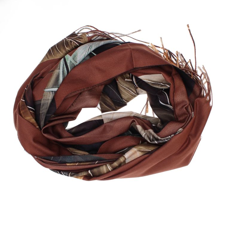 Fashion, accesorii si bijuterii - Femei - Accesorii femei - Esarfe si fulare femei - Esarfa dama, din lana, Buticcochet, 70x180 cm, imprimeu cu frunze, Multicolor - ES3577 - Infinity.ro