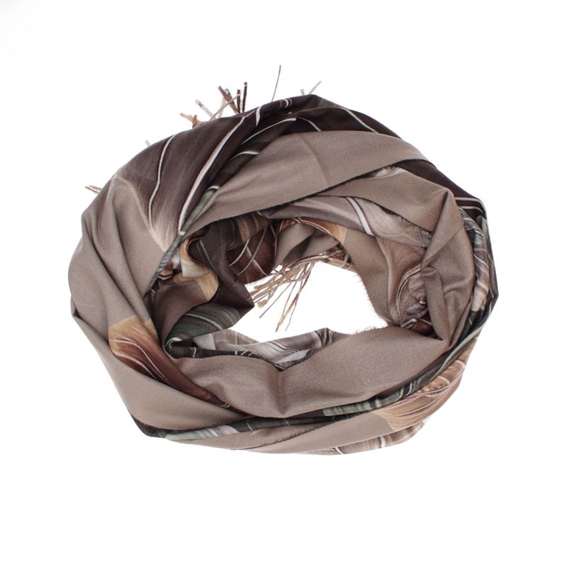 Fashion, accesorii si bijuterii - Femei - Accesorii femei - Esarfe si fulare femei - Esarfa dama, din lana, Buticcochet, 70x180 cm, imprimeu cu frunze, Multicolor - ES3579 - Infinity.ro