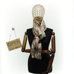 Fashion, accesorii si bijuterii - Femei - Accesorii femei - Esarfe si fulare femei - Esarfa dama, din lana, Buticcochet, 70x180 cm, imprimeu cu flori stilizate, Bej - ES3584 - Infinity.ro