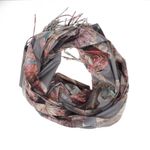 Fashion, accesorii si bijuterii - Femei - Accesorii femei - Esarfe si fulare femei - Esarfa dama, din lana, Buticcochet, 70x180 cm, imprimeu cu flori stilizate, Gri - ES3583 - Infinity.ro