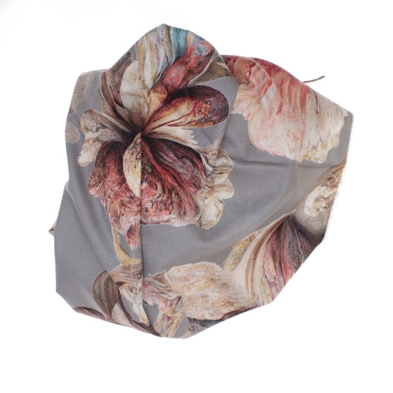 Fashion, accesorii si bijuterii - Femei - Accesorii femei - Esarfe si fulare femei - Esarfa dama, din lana, Buticcochet, 70x180 cm, imprimeu cu flori stilizate, Gri - ES3583 - Infinity.ro