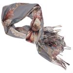 Fashion, accesorii si bijuterii - Femei - Accesorii femei - Esarfe si fulare femei - Esarfa dama, din lana, Buticcochet, 70x180 cm, imprimeu cu flori stilizate, Gri - ES3583 - Infinity.ro