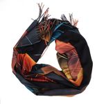 Fashion, accesorii si bijuterii - Femei - Accesorii femei - Esarfe si fulare femei - Esarfa dama, din lana, Buticcochet, 70x180 cm, imprimeu cu frunze, Multicolor - ES3581 - Infinity.ro