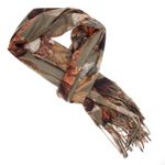 Fashion, accesorii si bijuterii - Femei - Accesorii femei - Esarfe si fulare femei - Esarfa dama, din lana, Buticcochet, 70x180 cm, imprimeu cu flori stilizate, Kaki - ES3587 - Infinity.ro