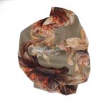 Fashion, accesorii si bijuterii - Femei - Accesorii femei - Esarfe si fulare femei - Esarfa dama, din lana, Buticcochet, 70x180 cm, imprimeu cu flori stilizate, Kaki - ES3587 - Infinity.ro