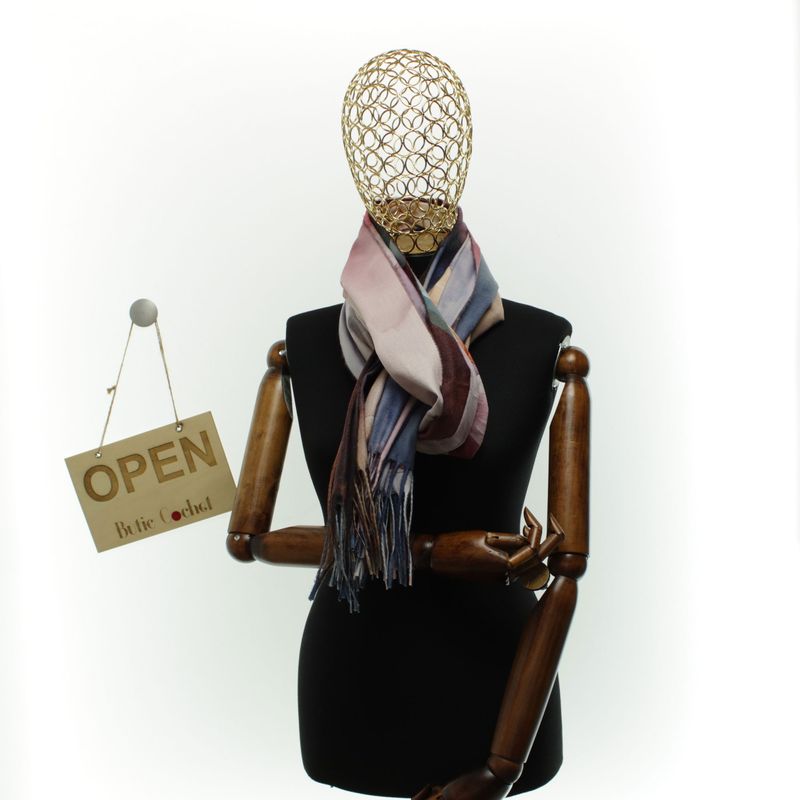 Fashion, accesorii si bijuterii - Femei - Accesorii femei - Esarfe si fulare femei - Esarfa dama, din lana, Buticcochet, 70x180 cm, imprimeu floral stilizat, Multicolor - ES3597 - Infinity.ro