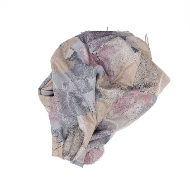 Fashion, accesorii si bijuterii - Femei - Accesorii femei - Esarfe si fulare femei - Esarfa dama, din lana, Buticcochet, 70x180 cm, imprimeu cu frunze, Multicolor - ES3596 - Infinity.ro