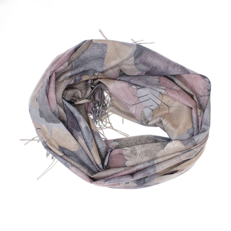Fashion, accesorii si bijuterii - Femei - Accesorii femei - Esarfe si fulare femei - Esarfa dama, din lana, Buticcochet, 70x180 cm, imprimeu cu frunze, Multicolor - ES3596 - Infinity.ro