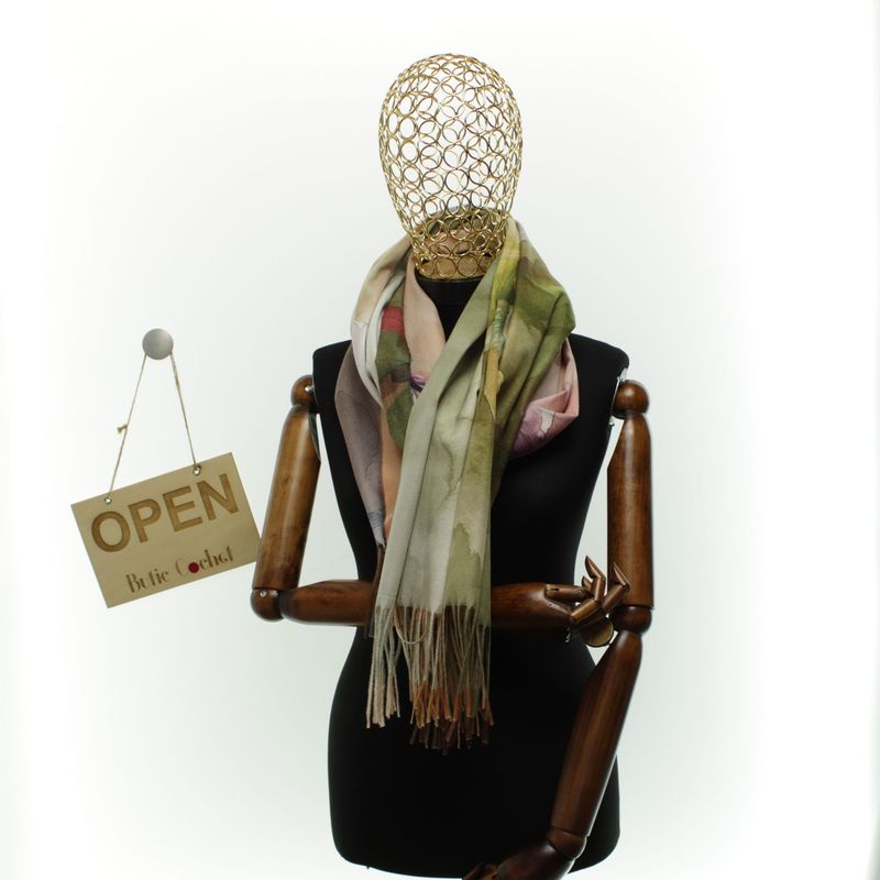Fashion, accesorii si bijuterii - Femei - Accesorii femei - Esarfe si fulare femei - Esarfa dama, din lana, Buticcochet, 70x180 cm, imprimeu floral stilizat, Multicolor - ES3600 - Infinity.ro