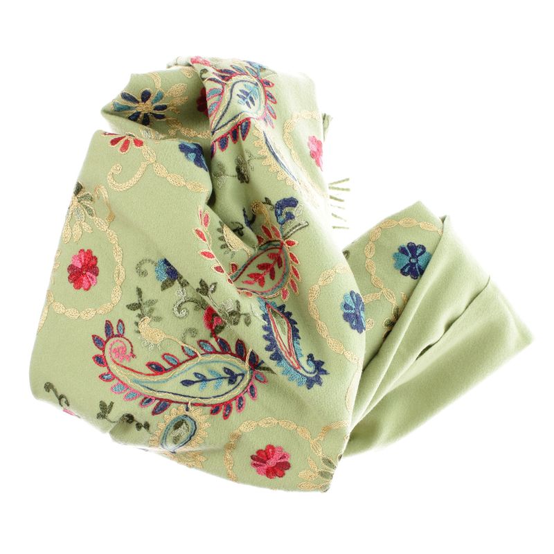 Fashion, accesorii si bijuterii - Femei - Accesorii femei - Esarfe si fulare femei - Esarfa de dama, din lana, Buticcochet, model cu broderie, 70x190 cm, Vernil - ES3223 - Infinity.ro
