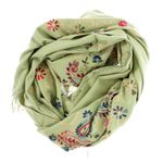 Fashion, accesorii si bijuterii - Femei - Accesorii femei - Esarfe si fulare femei - Esarfa de dama, din lana, Buticcochet, model cu broderie, 70x190 cm, Vernil - ES3223 - Infinity.ro
