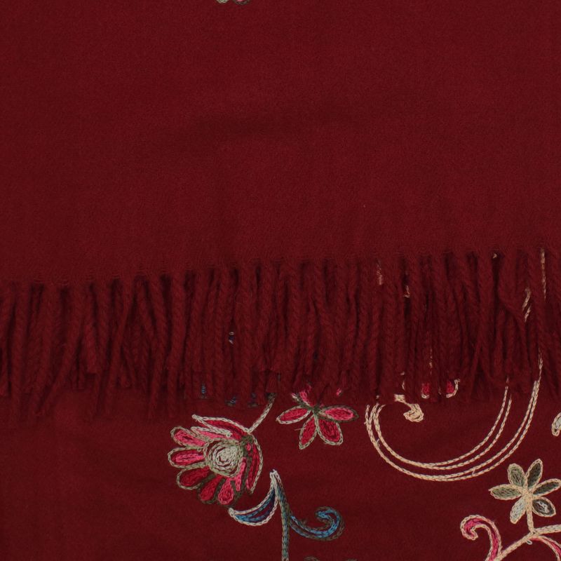 Fashion, accesorii si bijuterii - Femei - Accesorii femei - Esarfe si fulare femei - Esarfa dama, din lana, Buticcochet, 70x180 cm, model cu boderie, Visiniu - ES3488 - Infinity.ro