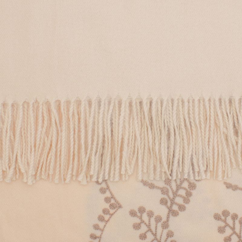 Fashion, accesorii si bijuterii - Femei - Accesorii femei - Esarfe si fulare femei - Esarfa dama, din lana, Buticcochet, 70x180 cm, model cu boderie, Bej - ES3445 - Infinity.ro