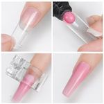 Ingrijire personala si Cosmetice - Manichiura si pedichiura - Produse nail art - Set Forme Reutilizabile pentru Unghii, Square, 100 buc, cu 5 Clipsuri, Transparent - Infinity.ro