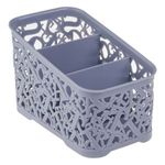 Carti si Birotica - Birotica - Accesorii de birou - Suporturi accesorii birou - Suport din plastic pentru pixuri, 3 compartimente, gri-albastru, 18.6x11x11.6cm - Infinity.ro