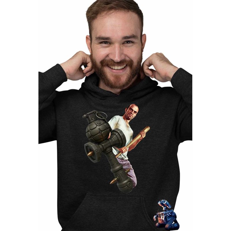 Fashion, accesorii si bijuterii - Barbati - Imbracaminte - Hanorace barbati - Hanorac Barbati Kendama GTA Trevor Grenada, negru, marime 2XL - Infinity.ro
