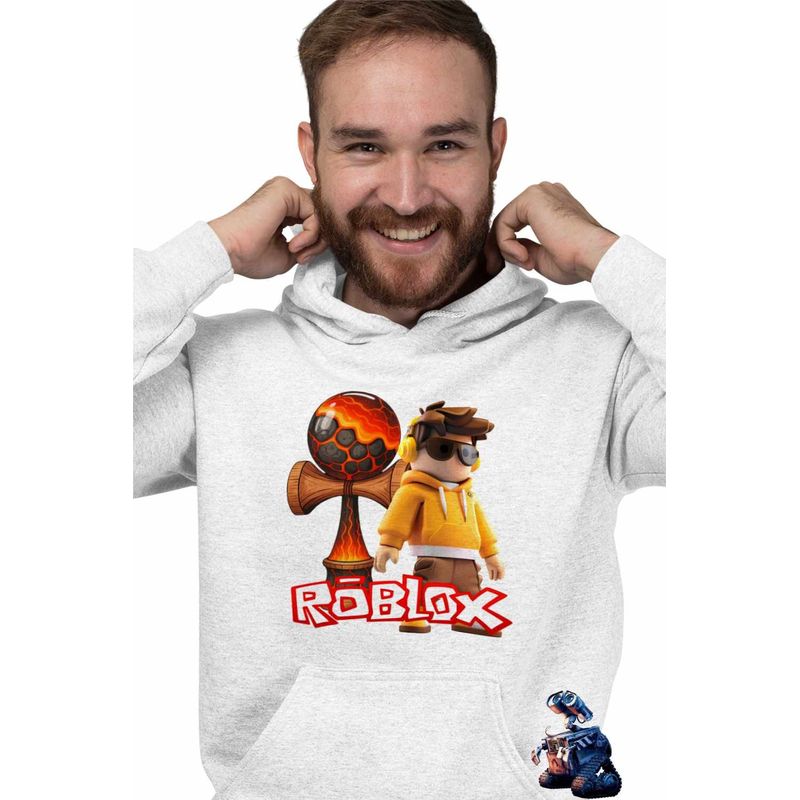Fashion, accesorii si bijuterii - Barbati - Imbracaminte - Hanorace barbati - Hanorac Barbati Kendama Roblox Lava, alb, marime XL - Infinity.ro