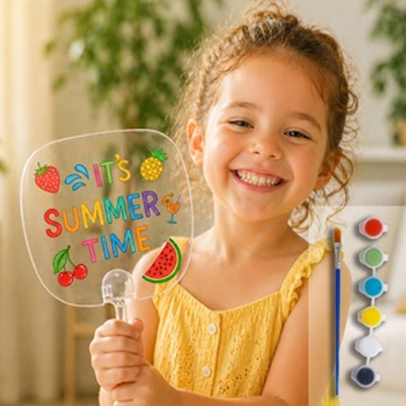 Carti si Birotica - Rechizite - Pictura si desen - Pensule si accesorii pictura - Set Creativ Evantai de Vara cu Acuarele si Pensula, Transparent, 6 Culori - Infinity.ro