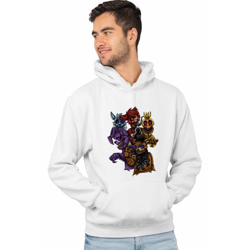 Fashion, accesorii si bijuterii - Barbati - Imbracaminte - Hanorace barbati - Hanorac Barbati Fnaf Horror Five Nights at Freddy Horror Halloween, alb, marime M - Infinity.ro
