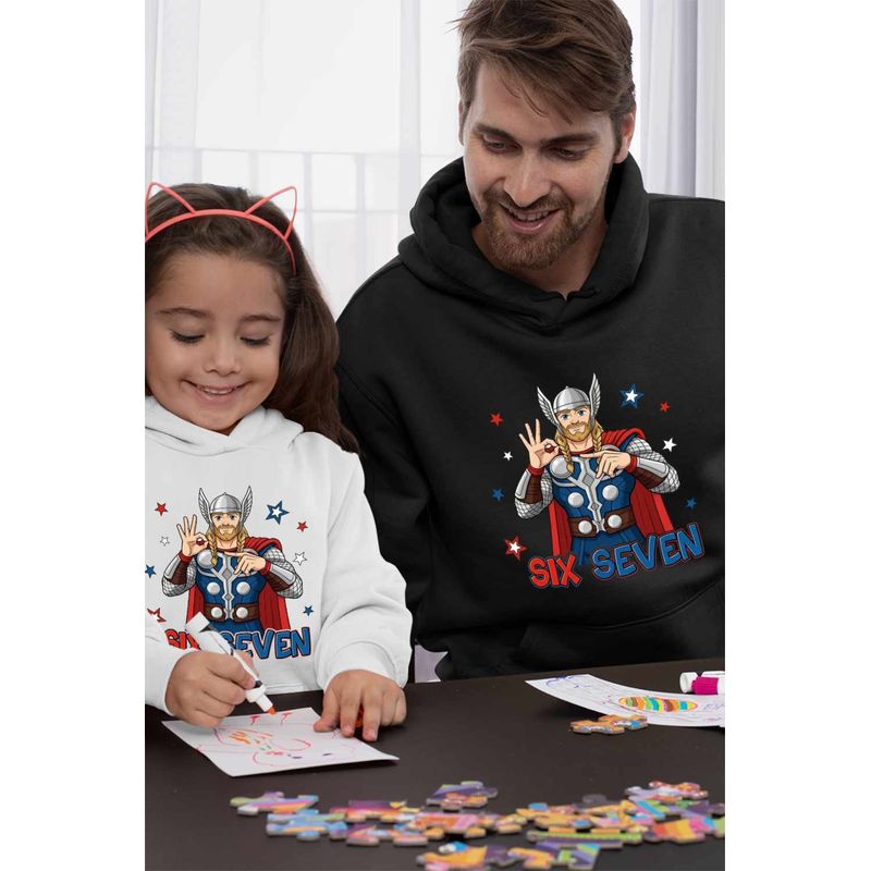 Fashion, accesorii si bijuterii - Barbati - Imbracaminte - Hanorace barbati - Hanorac Barbati Six Seven Thor 67 Marvel Superhero, negru, marime L - Infinity.ro
