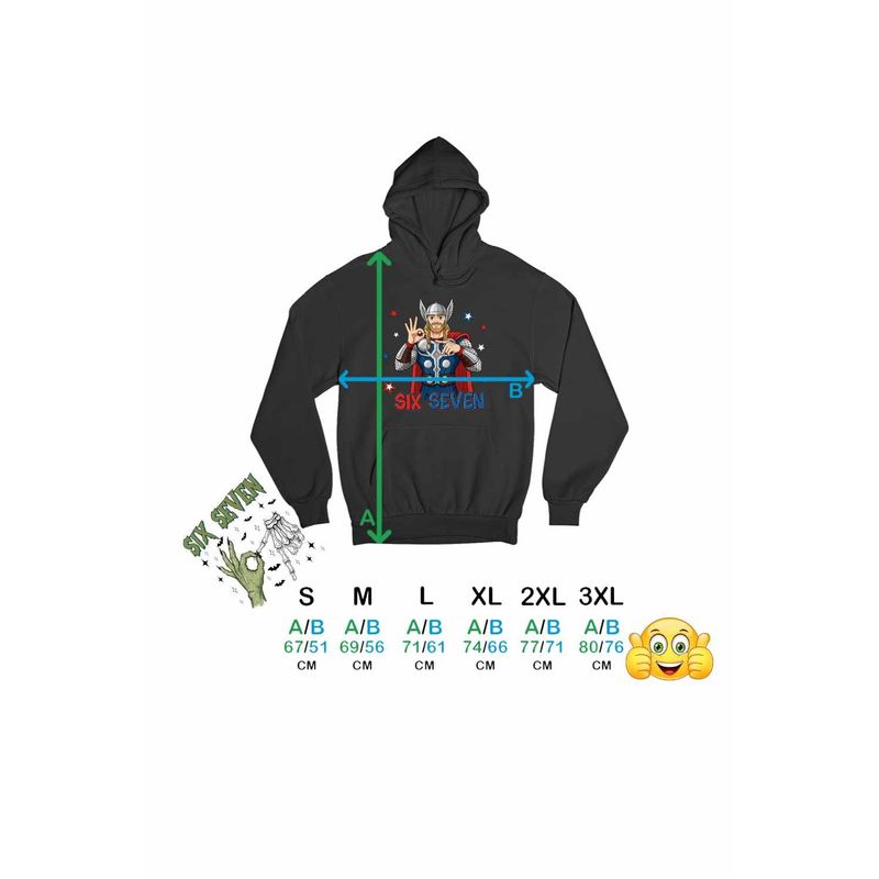 Fashion, accesorii si bijuterii - Barbati - Imbracaminte - Hanorace barbati - Hanorac Barbati Six Seven Thor 67 Marvel Superhero, negru, marime L - Infinity.ro