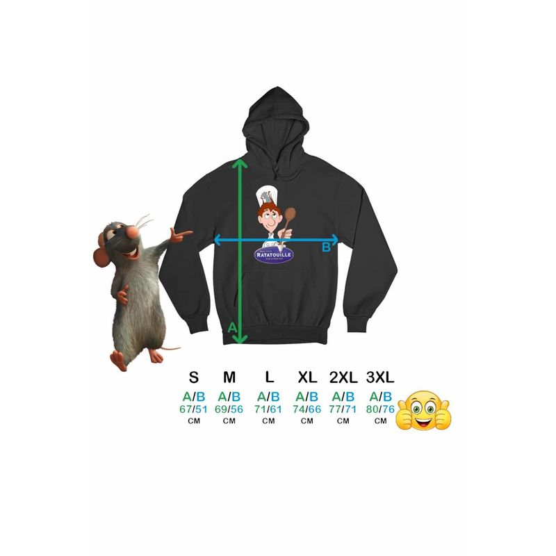 Fashion, accesorii si bijuterii - Barbati - Imbracaminte - Hanorace barbati - Hanorac Personalizat Barbati Ratatouille Alfredo Soricel Remy Chef, negru, marime 3XL - Infinity.ro