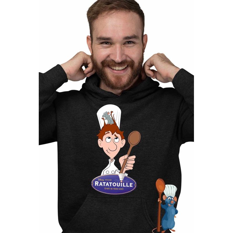 Fashion, accesorii si bijuterii - Barbati - Imbracaminte - Hanorace barbati - Hanorac Personalizat Barbati Ratatouille Alfredo Soricel Remy Chef, negru, marime 3XL - Infinity.ro