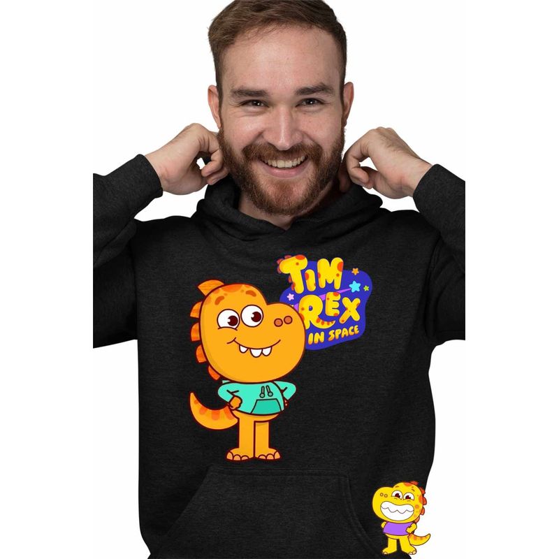 Fashion, accesorii si bijuterii - Barbati - Imbracaminte - Hanorace barbati - Hanorac Barbati Tim Rex Tommy Spatiu Dinozauri Nasa, negru, marime S - Infinity.ro
