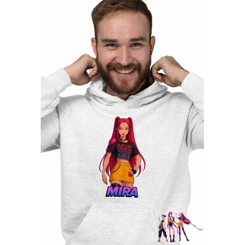 Fashion, accesorii si bijuterii - Barbati - Imbracaminte - Hanorace barbati - Hanorac Barbati Huntrix Mira Kpop Demon Hunters, alb, marime 3XL - Infinity.ro