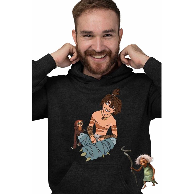 Fashion, accesorii si bijuterii - Barbati - Imbracaminte - Hanorace barbati - Hanorac Barbati The Croods Guy Familia Crood Epoca de Piatra, negru, marime 3XL - Infinity.ro