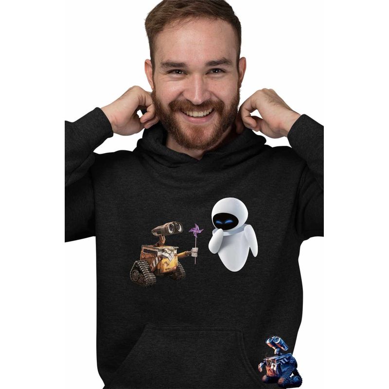 Fashion, accesorii si bijuterii - Barbati - Imbracaminte - Hanorace barbati - Hanorac Barbati Wall-E Morisca Eve Dragobete Velentines Day Romantic, negru, marime XL - Infinity.ro