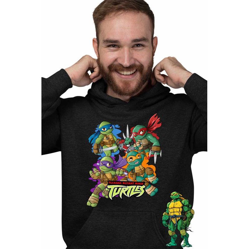 Fashion, accesorii si bijuterii - Barbati - Imbracaminte - Hanorace barbati - Hanorac Barbati Testoasele Ninja Chibi Bebelusi Mutant, negru, marime XL - Infinity.ro