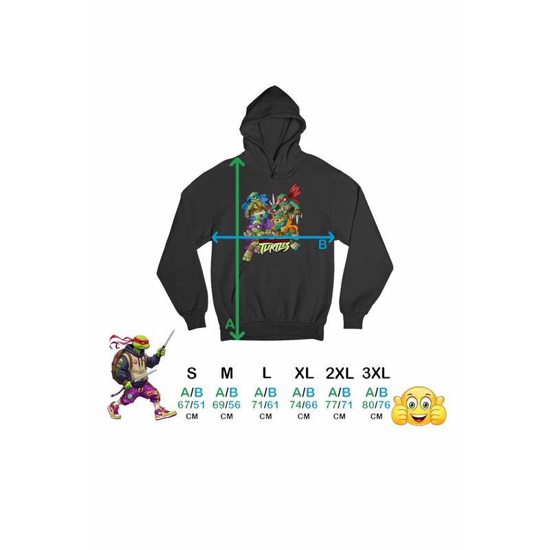 Fashion, accesorii si bijuterii - Barbati - Imbracaminte - Hanorace barbati - Hanorac Barbati Testoasele Ninja Chibi Bebelusi Mutant, negru, marime XL - Infinity.ro