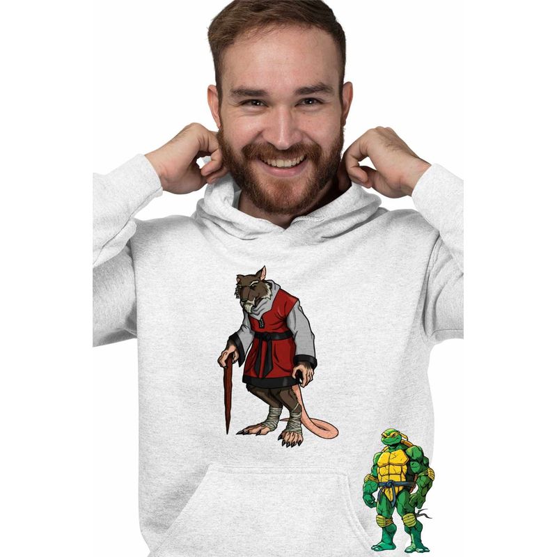Fashion, accesorii si bijuterii - Barbati - Imbracaminte - Hanorace barbati - Hanorac Barbati Testoasele Ninja Sensei Master Splinter Sobolan Batran, alb, marime L - Infinity.ro