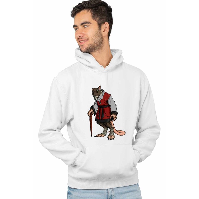 Fashion, accesorii si bijuterii - Barbati - Imbracaminte - Hanorace barbati - Hanorac Barbati Testoasele Ninja Sensei Master Splinter Sobolan Batran, alb, marime L - Infinity.ro