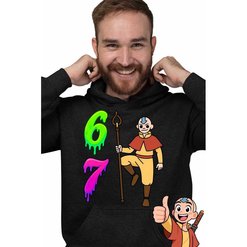 Fashion, accesorii si bijuterii - Barbati - Imbracaminte - Hanorace barbati - Hanorac Barbati Avatar Six Seven Last Airbender 67 Calugar Shaolin, negru, marime 3XL - Infinity.ro