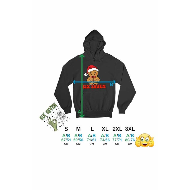 Fashion, accesorii si bijuterii - Barbati - Imbracaminte - Hanorace barbati - Hanorac Barbati Six Seven Omul de Turta Dulce Craciun, negru, marime 3XL - Infinity.ro