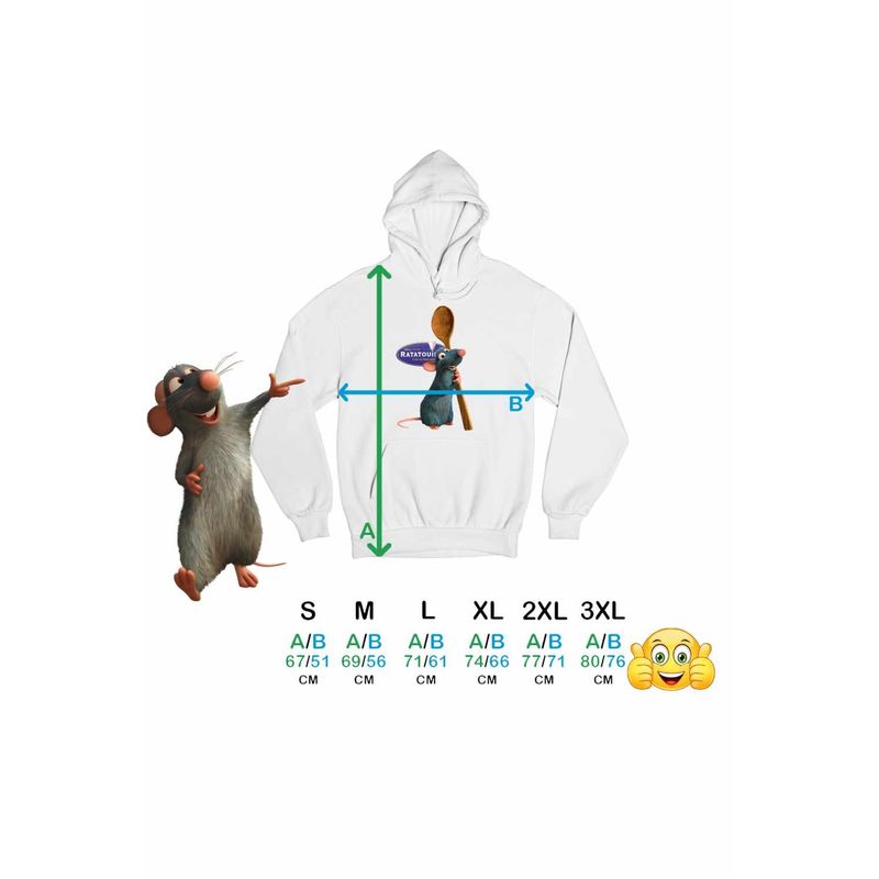 Fashion, accesorii si bijuterii - Barbati - Imbracaminte - Hanorace barbati - Hanorac Personalizat Barbati Ratatouille Chef Remy Soricel Bucatar, alb, marime L - Infinity.ro