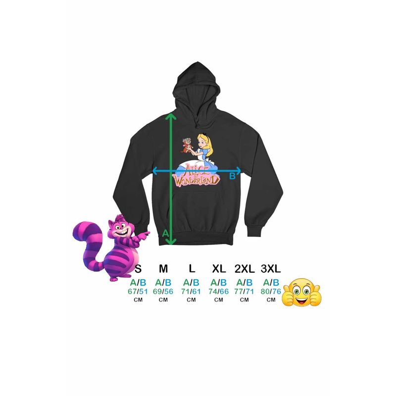Fashion, accesorii si bijuterii - Barbati - Imbracaminte - Hanorace barbati - Hanorac Personalizat Barbati Alice Tara Minunilor Dinah, negru, marime XL - Infinity.ro