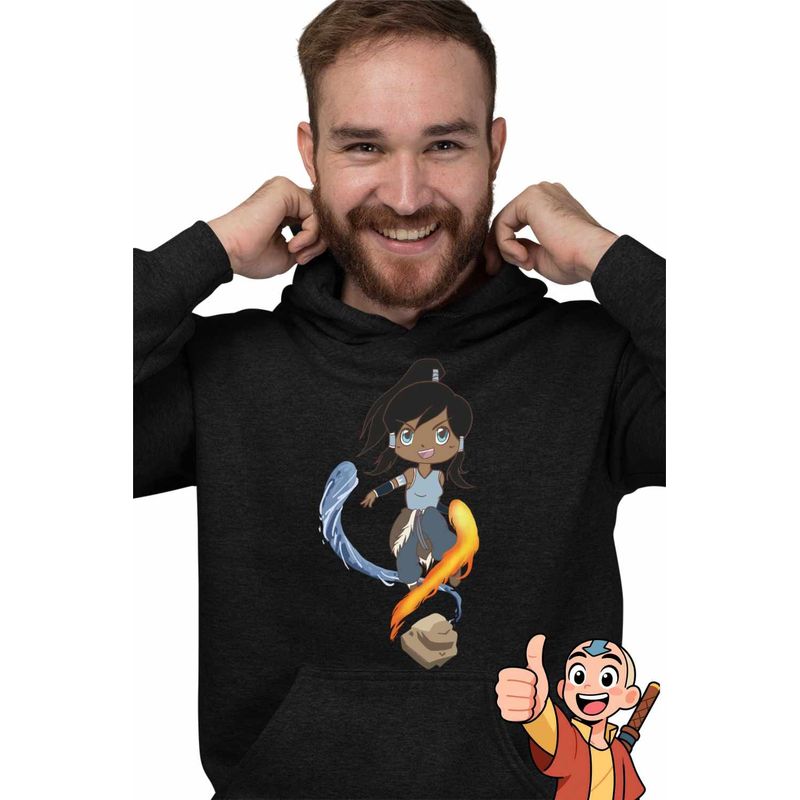 Fashion, accesorii si bijuterii - Barbati - Imbracaminte - Hanorace barbati - Hanorac Barbati Avatar Legenda lui Korra Reincarnare Airbender, negru, marime S - Infinity.ro