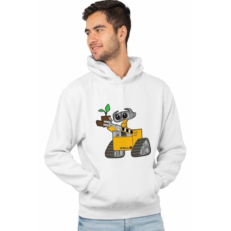 Fashion, accesorii si bijuterii - Barbati - Imbracaminte - Hanorace barbati - Hanorac Barbati Wall-E Planta Papuc Bocanc Cartoon Desene Animate, alb, marime L - Infinity.ro