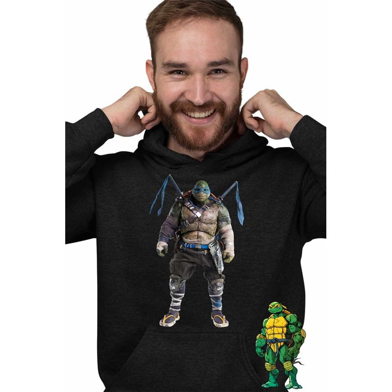 Fashion, accesorii si bijuterii - Barbati - Imbracaminte - Hanorace barbati - Hanorac Barbati Testoasele Ninja Leonardo Ninjutsu Mutant, negru, marime L - Infinity.ro