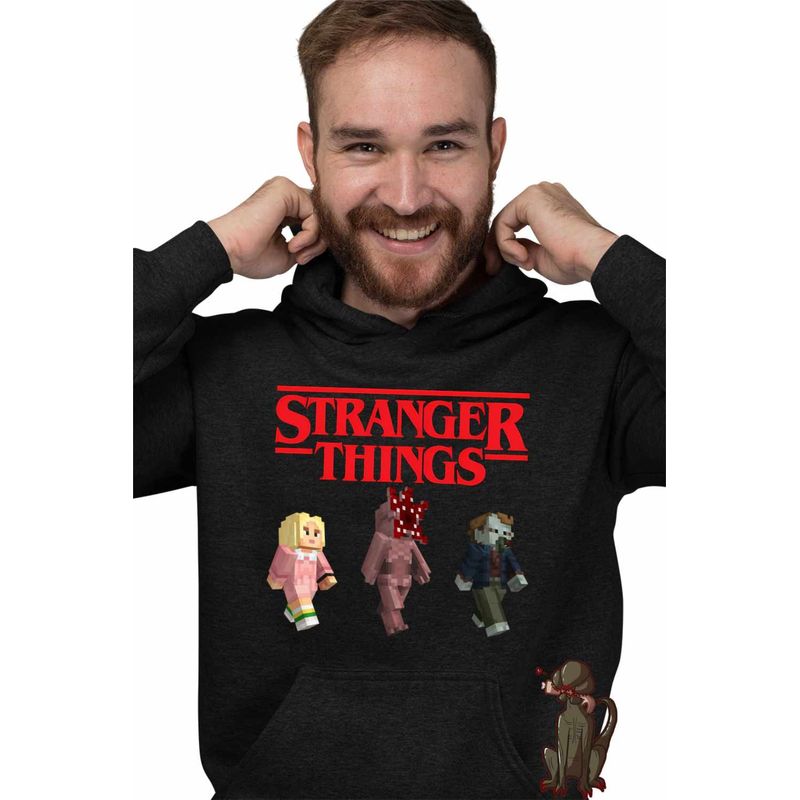 Fashion, accesorii si bijuterii - Barbati - Imbracaminte - Hanorace barbati - Hanorac Barbati Stranger Things Minecraft Demogorgon Roblox, negru, marime 2XL - Infinity.ro