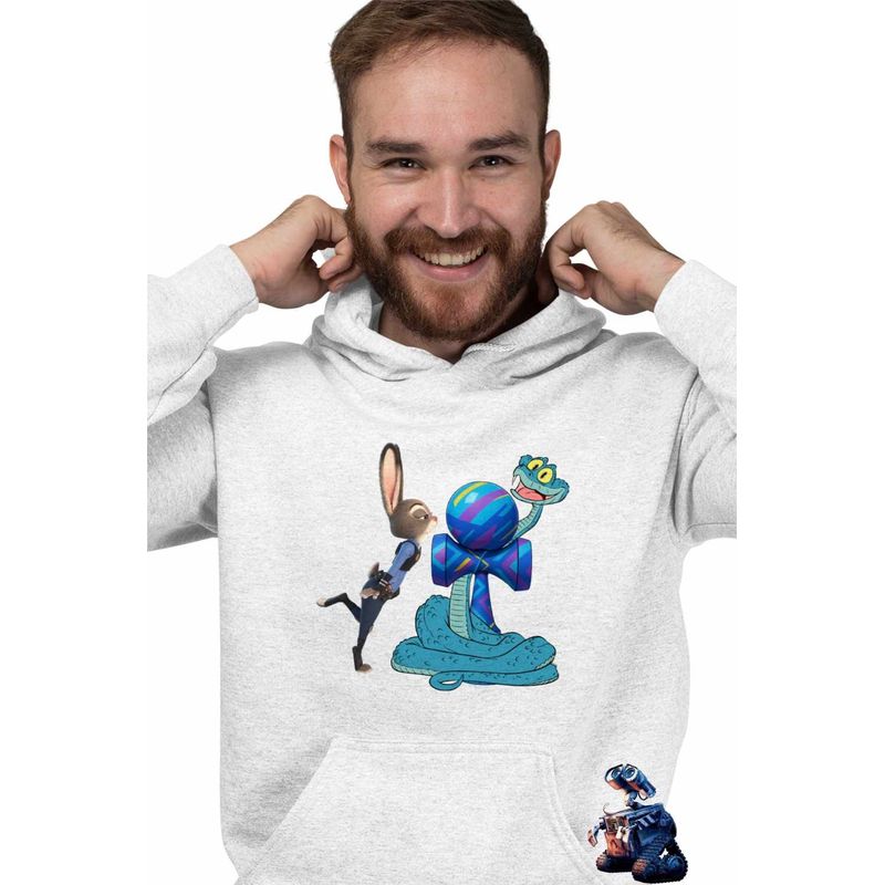 Fashion, accesorii si bijuterii - Barbati - Imbracaminte - Hanorace barbati - Hanorac Barbati Kendama Zootopia Gary Judy Politist Sarpe Iepure, alb, marime S - Infinity.ro