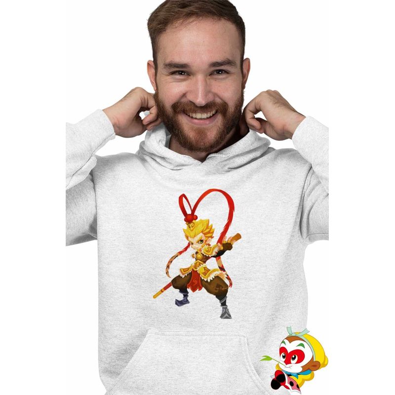 Fashion, accesorii si bijuterii - Barbati - Imbracaminte - Hanorace barbati - Hanorac Barbati Sun Wukong Monkey King Aventuri, alb, marime XL - Infinity.ro