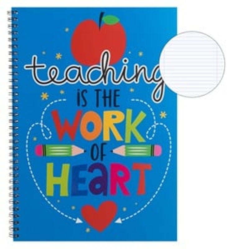 Carti si Birotica - Rechizite - Caiete - Caiete dictando - Caiet A4 cu spirala, 2 subiecte, 70 de file, capac albastru cu design 'Teaching is the work of heart' - Infinity.ro