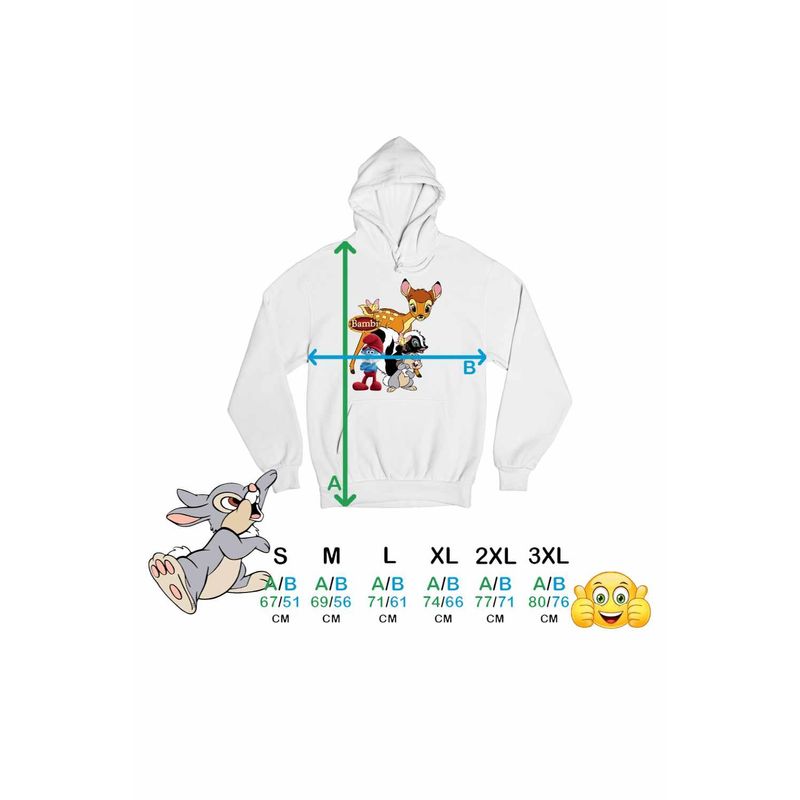 Fashion, accesorii si bijuterii - Barbati - Imbracaminte - Hanorace barbati - Hanorac Personalizat Barbati Bambi Papa Strumf Flower Thumper Sconcs Padure, alb, marime 3XL - Infinity.ro